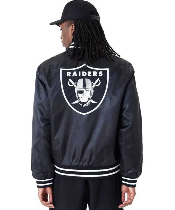 New Era NFL Satin Las Vegas Raiders Bomber Jacket - Forever Jackets