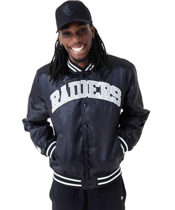 New Era NFL Satin Las Vegas Raiders Bomber Jacket - Forever Jackets