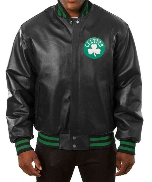 Varsity Boston Celtics Black Leather Jacket - Forever Jackets