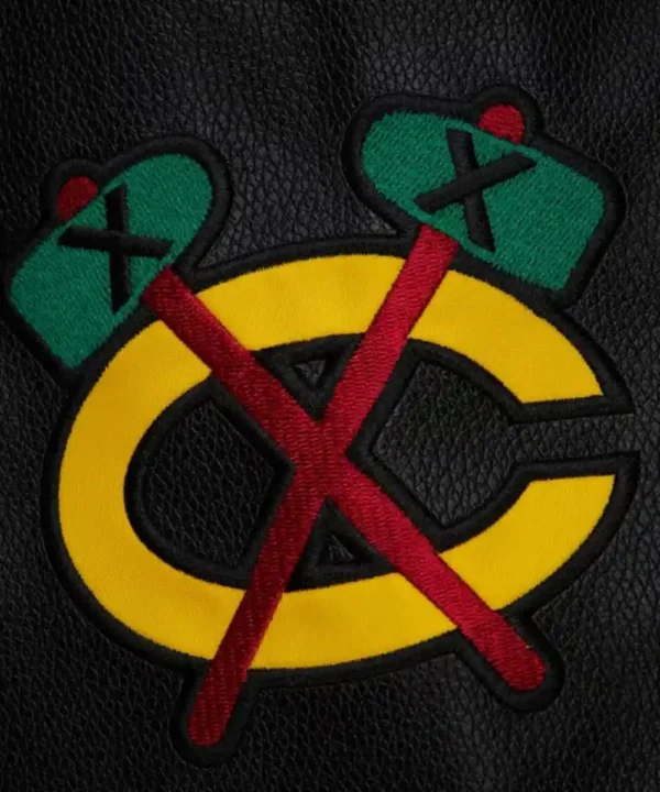 Chicago Blackhawks Black Out Team Logo Varsity Jacket