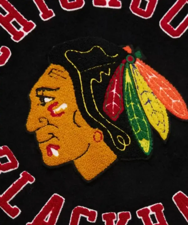 Chicago Blackhawks Black Out Team Logo Varsity Jacket