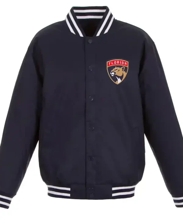 Navy Florida Panthers Front Hit Poly Twill Jacket - Forever Jackets