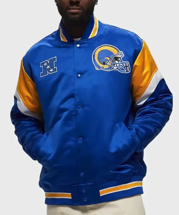 LA Rams Heavyweight Royal Satin Jacket - Forever Jackets