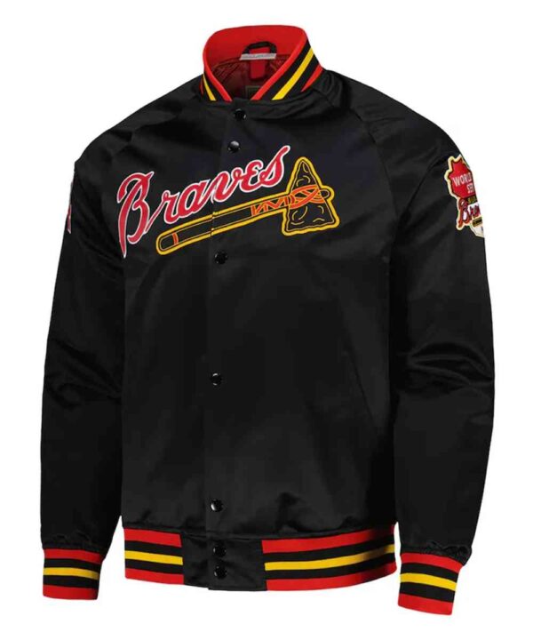 Milwaukee Braves Black Lightweight Satin Jacket - Forever Jackets