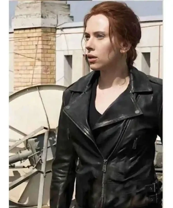 Scarlett Johansson Black Widow Motorcycle Leather Jacket