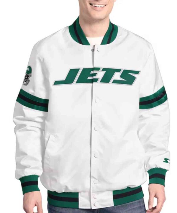 NY Jets Scout Varsity Satin Jacket - Forever Jackets