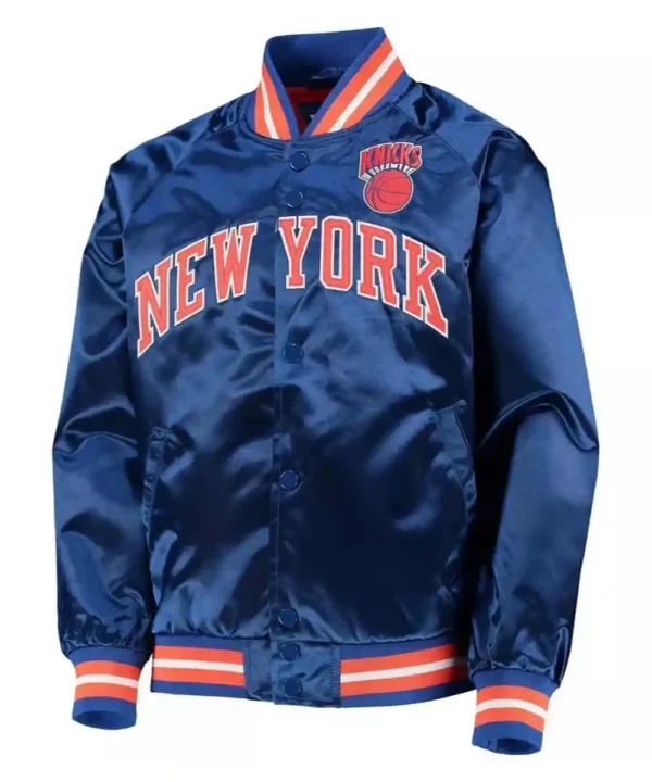 Hardwood Classics NY Knicks Blue Satin Jacket