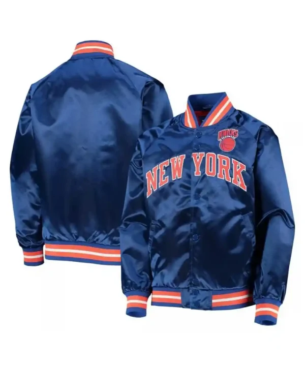 Hardwood Classics NY Knicks Blue Satin Jacket