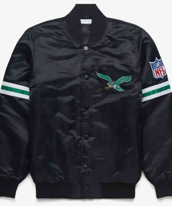 Philadelphia Eagles Striped Satin Jacket - Forever Jackets