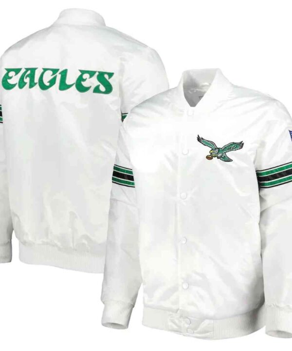 Philadelphia Eagles Striped Satin Jacket - Forever Jackets