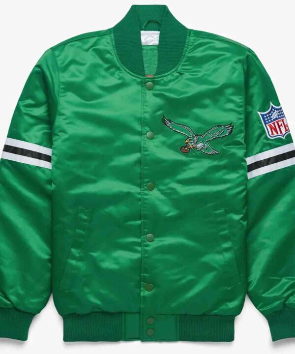 Philadelphia Eagles Striped Satin Jacket - Forever Jackets