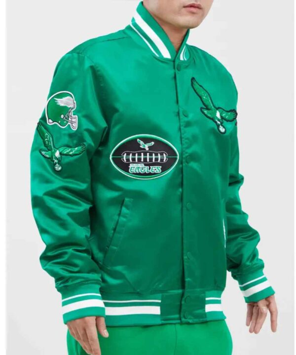 Philadelphia Eagles Old English Classic Rib Satin Jacket