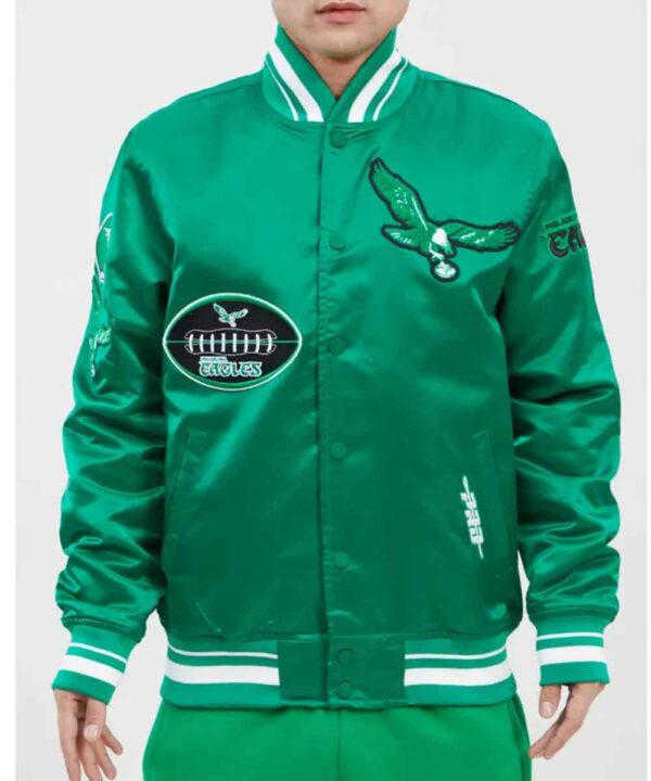 Philadelphia Eagles Old English Classic Rib Satin Jacket