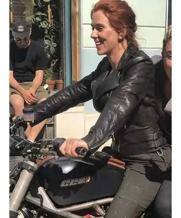 Scarlett Johansson Black Widow Motorcycle Leather Jacket