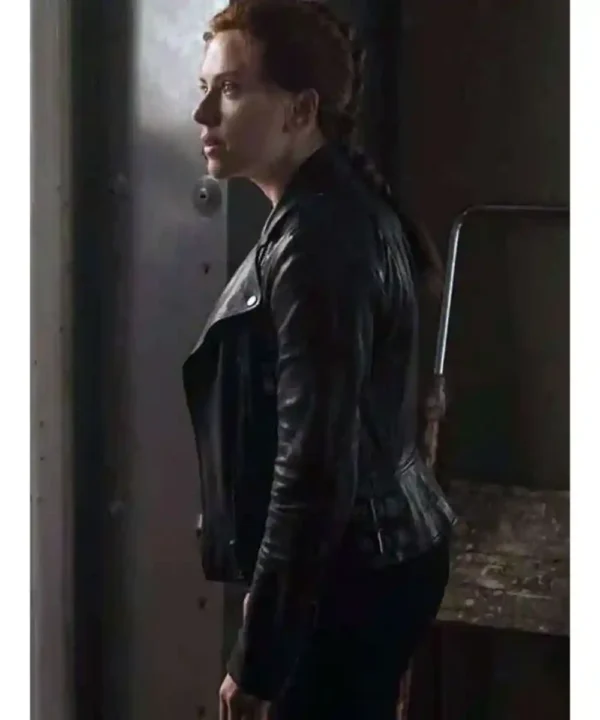 Scarlett Johansson Black Widow Motorcycle Leather Jacket