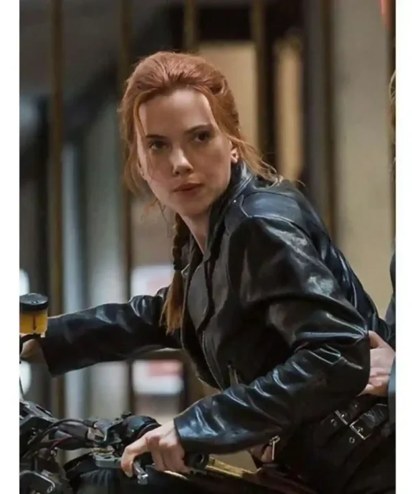 Scarlett Johansson Black Widow Motorcycle Leather Jacket