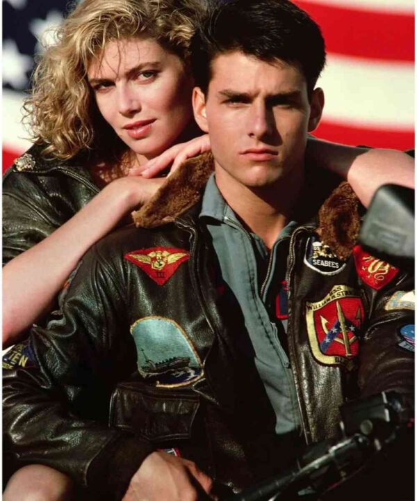 Top Gun Tom Cruise Bomber Leather Jacket with Removable Fur