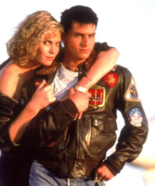 Top Gun Tom Cruise Bomber Leather Jacket with Removable Fur