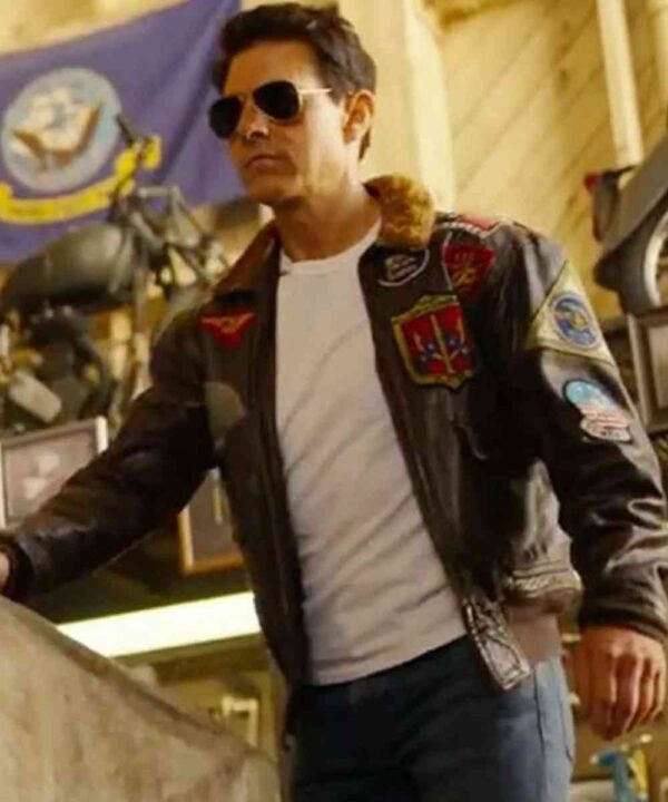 Top Gun Tom Cruise Bomber Leather Jacket with Removable Fur