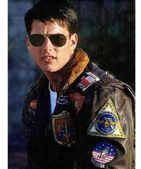 Top Gun Tom Cruise Bomber Leather Jacket with Removable Fur