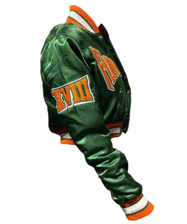 Women’s Florida A&M University Green Satin Jacket - Forever Jackets