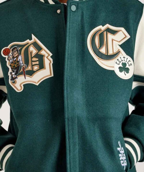 Boston Celtics Green and Off White Varsity Wool Jacket - Forever Jackets