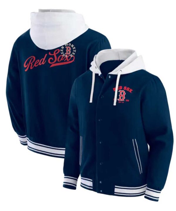 Boston Red Sox Navy Cotton Hooded Jacket - Forever Jackets