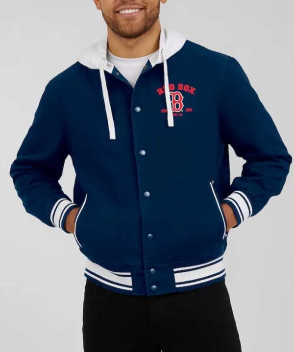 Boston Red Sox Navy Cotton Hooded Jacket - Forever Jackets
