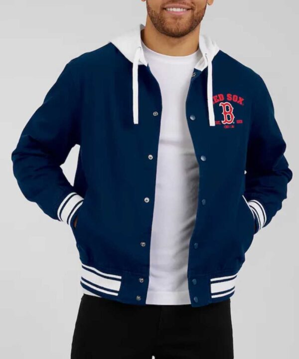 Boston Red Sox Navy Cotton Hooded Jacket - Forever Jackets