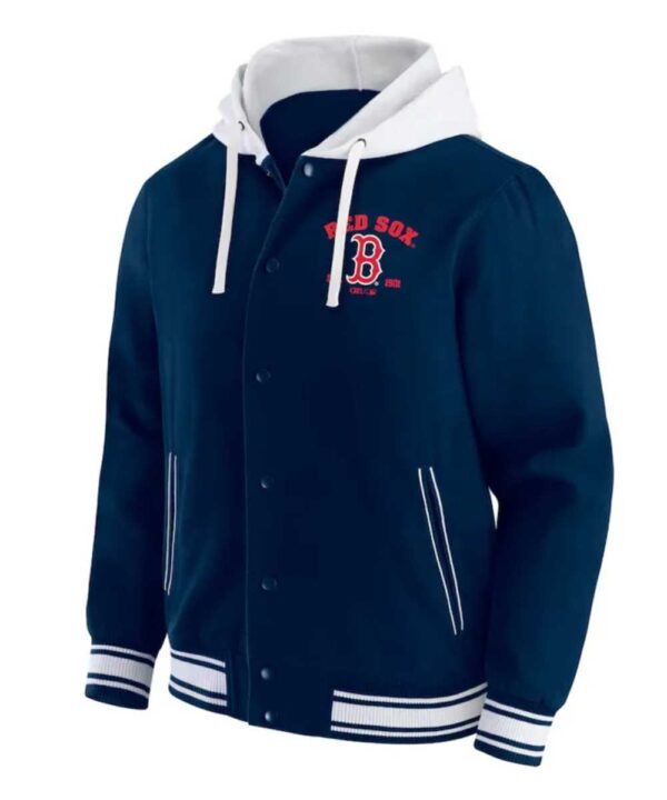Boston Red Sox Navy Cotton Hooded Jacket - Forever Jackets