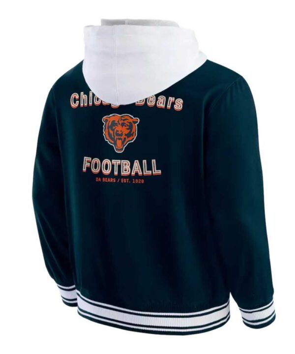 Chicago Bears Navy Cotton Hooded Jacket - Forever Jackets
