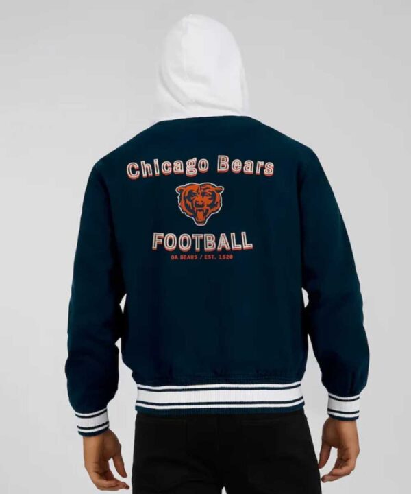 Chicago Bears Navy Cotton Hooded Jacket - Forever Jackets