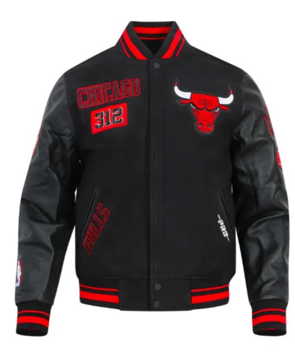 Chicago Bulls Area Code Classic Rib Varsity Jacket - Forever Jackets