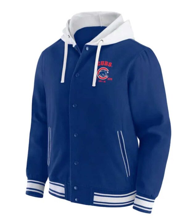 Chicago Cubs Royal Cotton Hooded Jacket - Forever Jackets