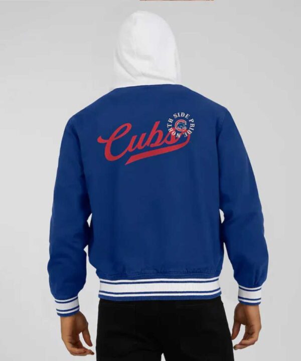 Chicago Cubs Royal Cotton Hooded Jacket - Forever Jackets