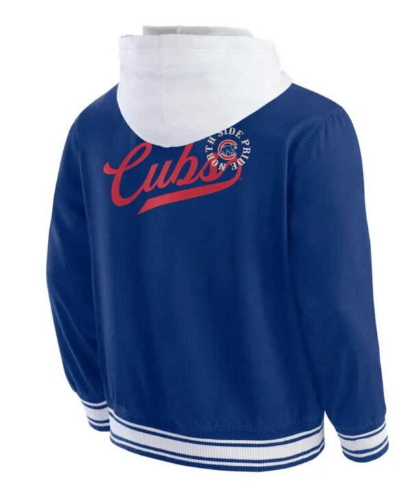 Chicago Cubs Royal Cotton Hooded Jacket - Forever Jackets