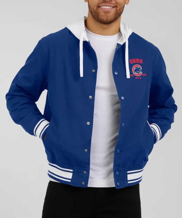 Chicago Cubs Royal Cotton Hooded Jacket - Forever Jackets