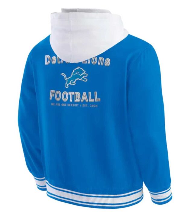 Detroit Lions Blue Cotton Hooded Jacket - Forever Jackets
