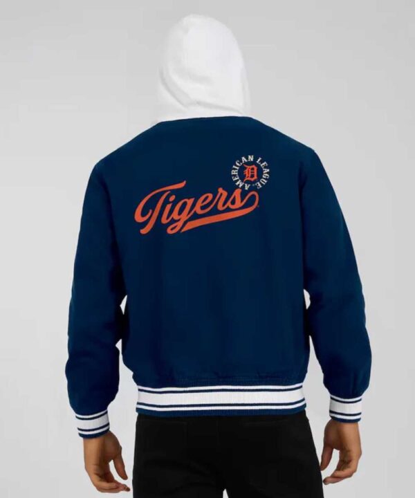 Detroit Tigers Navy Cotton Hooded Jacket - Forever Jackets