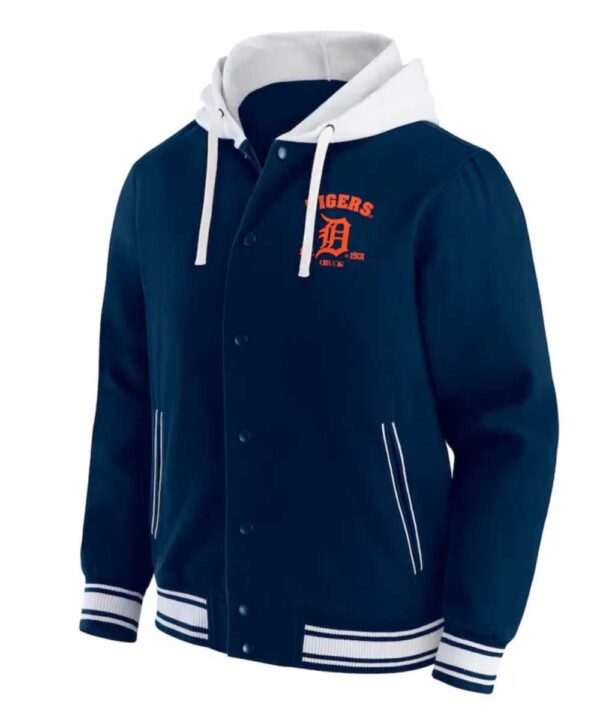 Detroit Tigers Navy Cotton Hooded Jacket - Forever Jackets