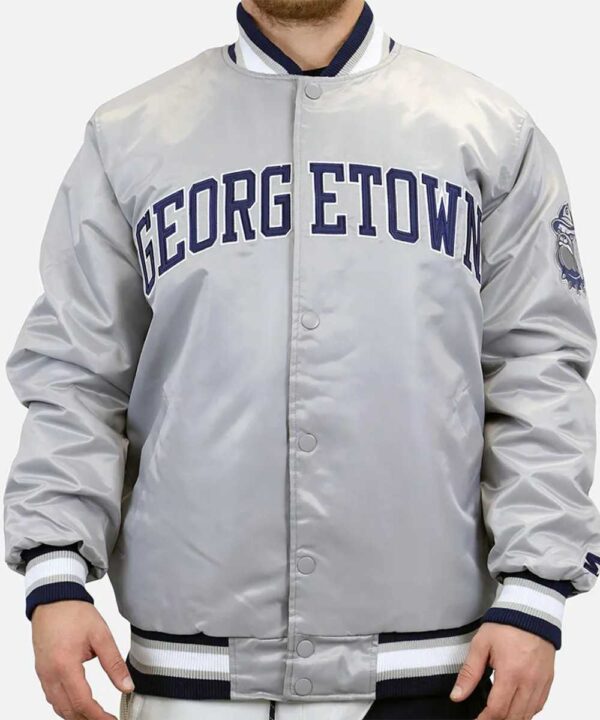Gray Villa Georgetown Hoyas Team Bomber Satin Jacket - Forever Jackets