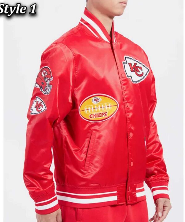 Kansas City Chiefs Old English Classic Rib Satin Jacket - Forever Jackets