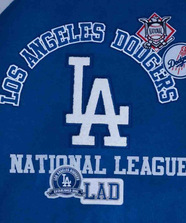 LA Dodgers Area Code Classic Rib Varsity Jacket - Forever Jackets