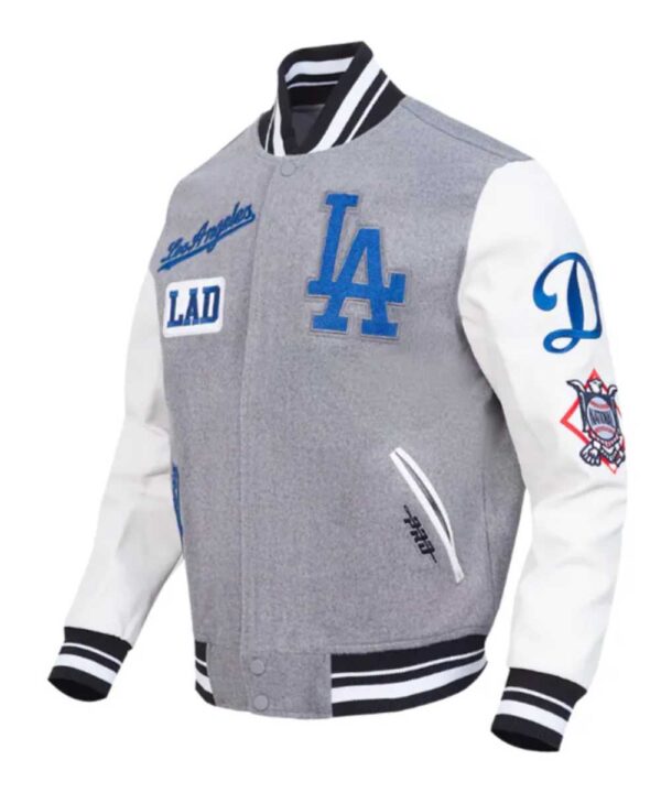 LA Dodgers Area Code Classic Rib Varsity Jacket - Forever Jackets