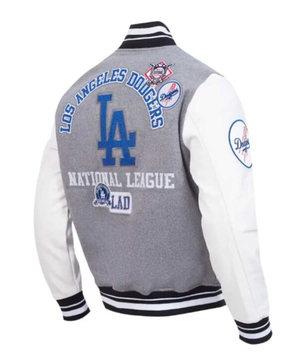 LA Dodgers Area Code Classic Rib Varsity Jacket - Forever Jackets