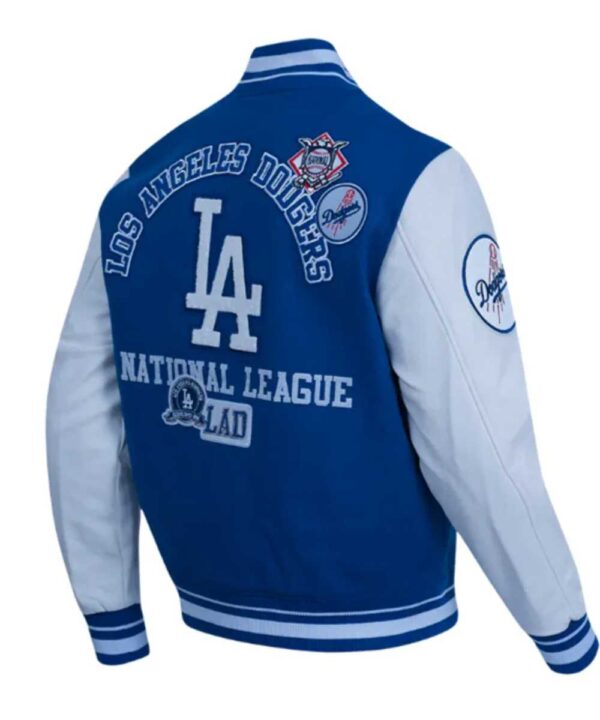 LA Dodgers Area Code Classic Rib Varsity Jacket - Forever Jackets