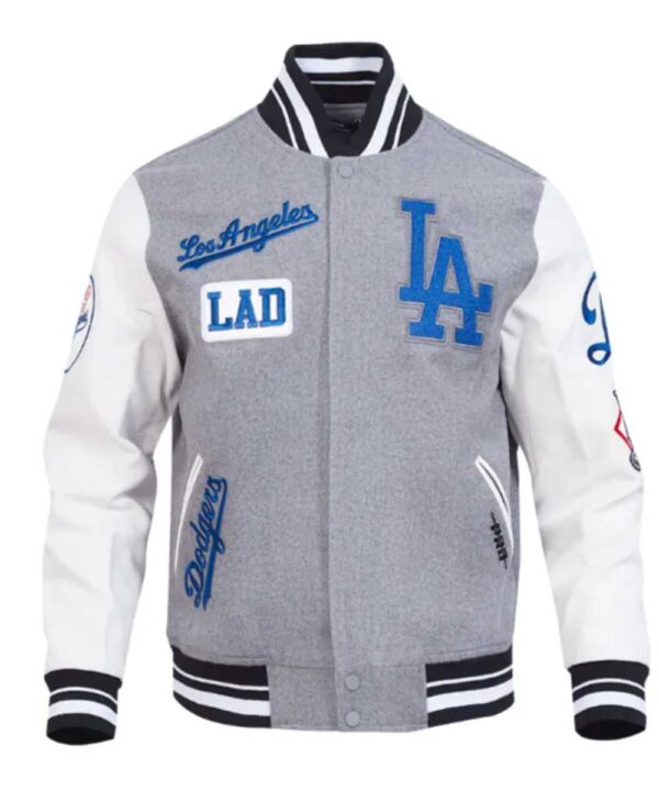 LA Dodgers Area Code Classic Rib Varsity Jacket - Forever Jackets