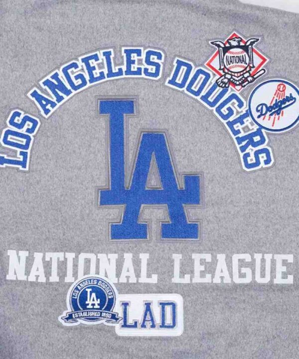 LA Dodgers Area Code Classic Rib Varsity Jacket - Forever Jackets