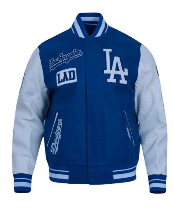 LA Dodgers Area Code Classic Rib Varsity Jacket - Forever Jackets
