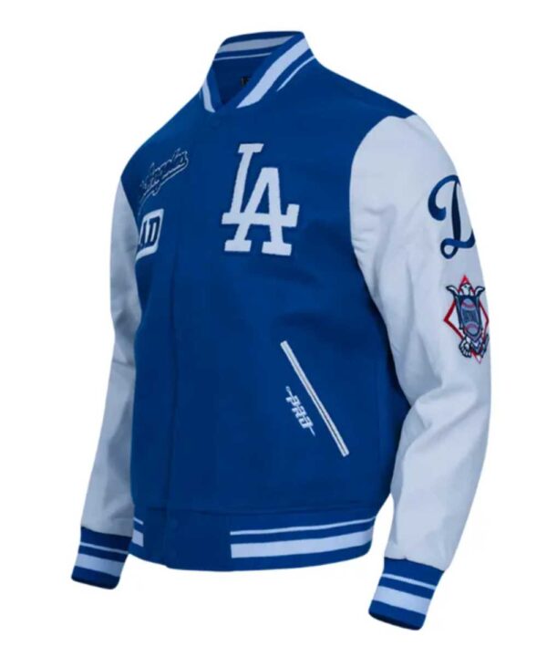 LA Dodgers Area Code Classic Rib Varsity Jacket - Forever Jackets